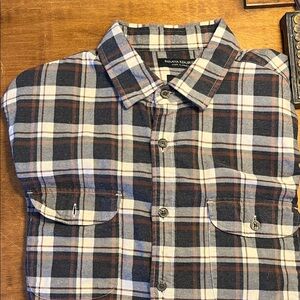 Banana Republic Men's Casual Plaid Shirt - Brown, and White